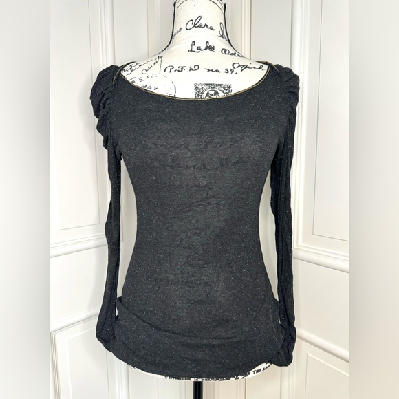 ✨ Miss Sixty Black Long Sleeve Shirt w/ Gold Trim – Size M ✨ SmallGold Sparkles - Picture 1 of 10